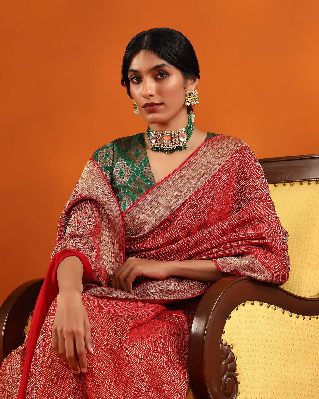 Red Mysore Crepe Silk Saree