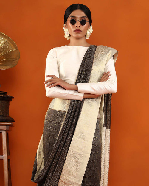 Black Mysore Crepe Silk Saree