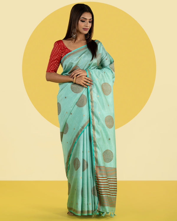 Green Tussar saree