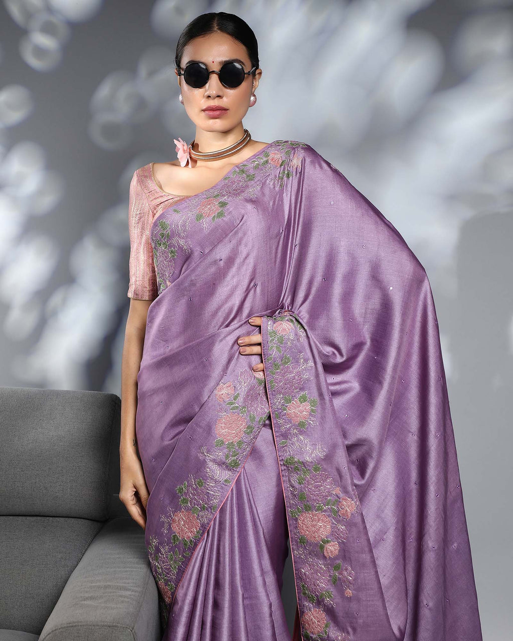 Purple Tussar Silk Saree