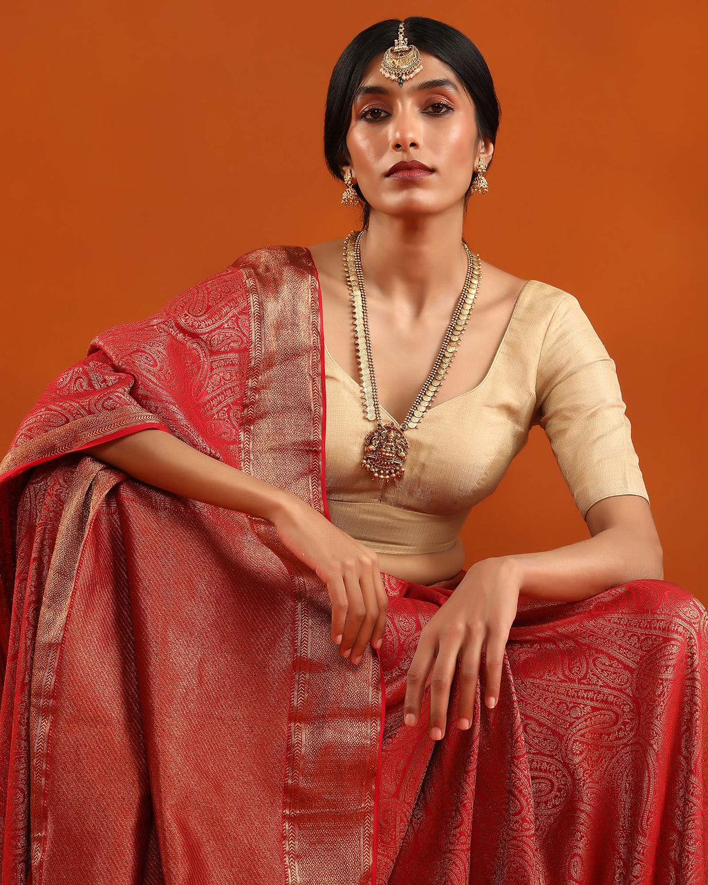 Red Mysore Crepe Silk Saree
