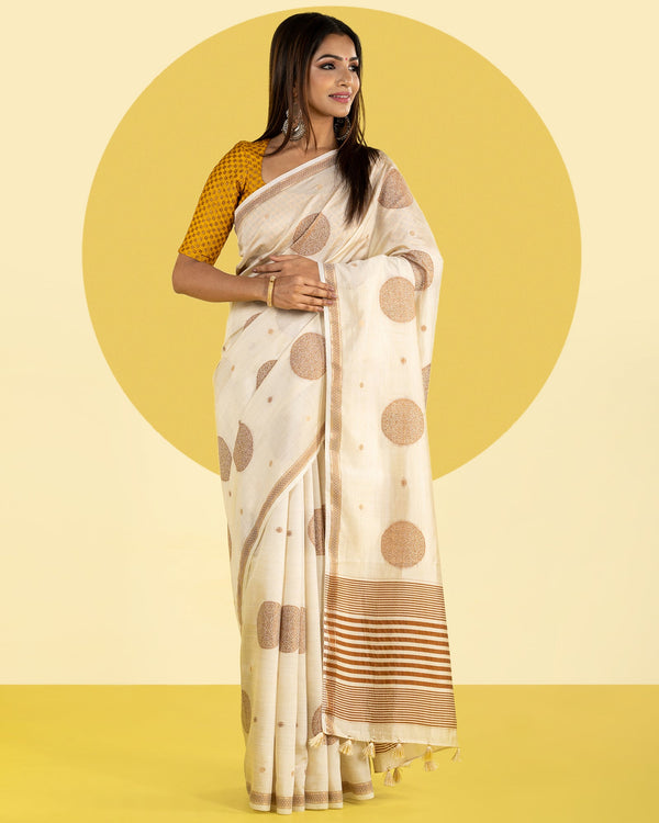 Cream Tussar Saree