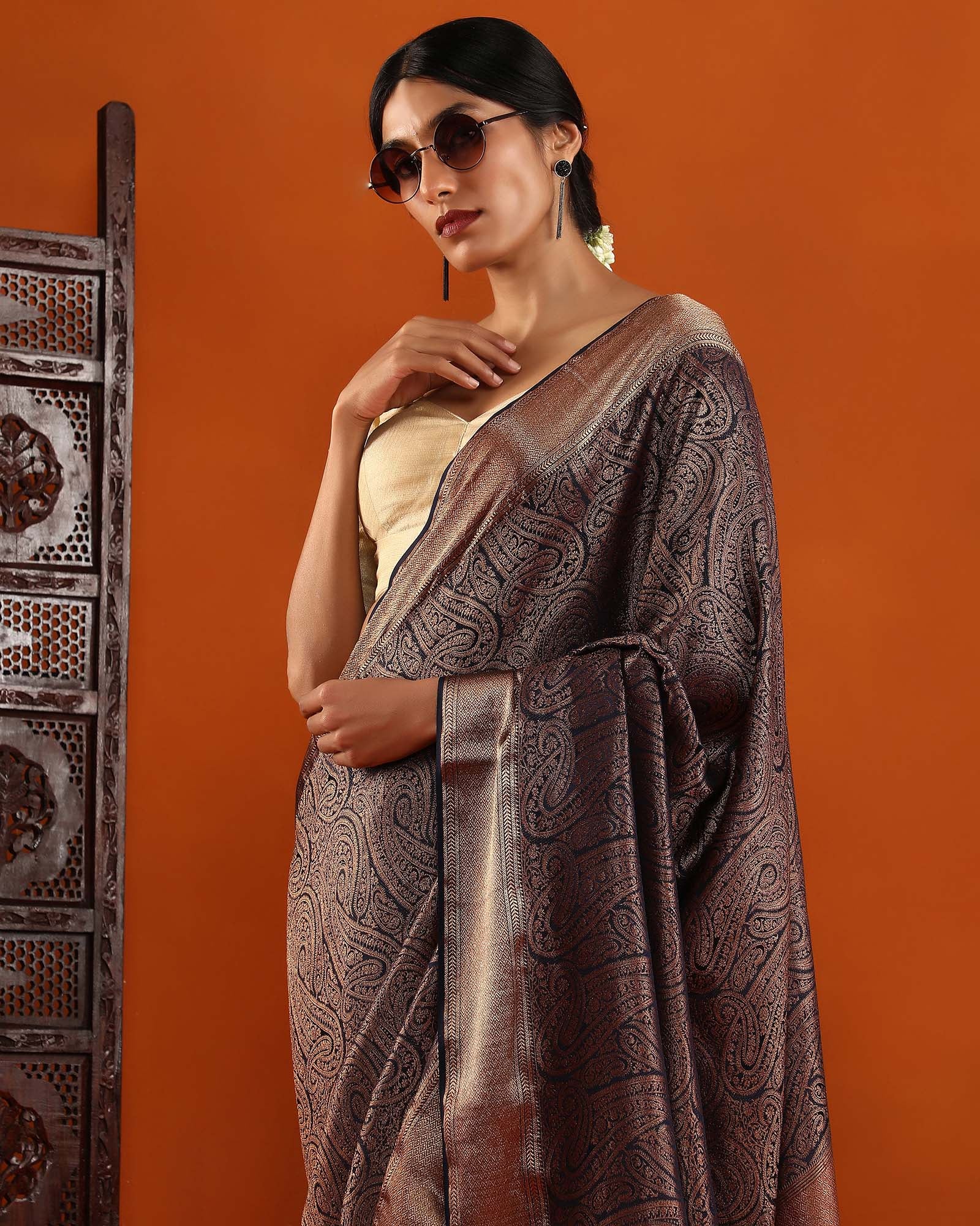 Blue Mysore Crepe Silk Saree