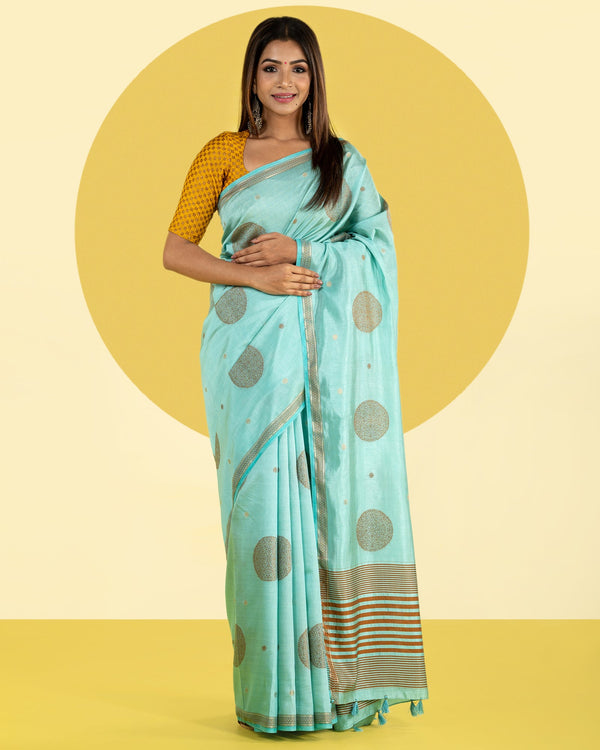 Green Tussar saree