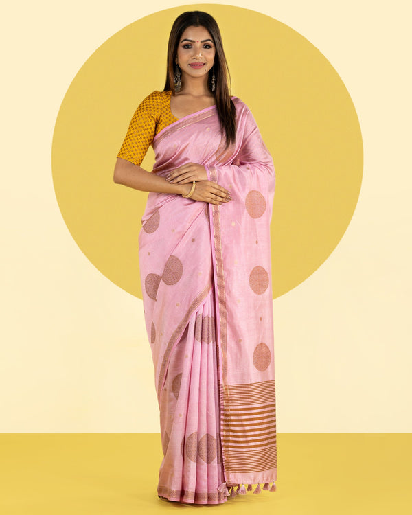 Blush Pink Woven Fancy Art Silk Saree