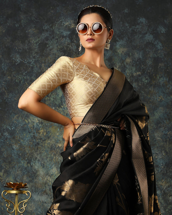 Black Woven Fancy Blended Banarasi Silk Saree