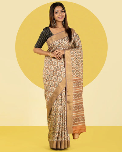 Blended saree Printed Blended Saree