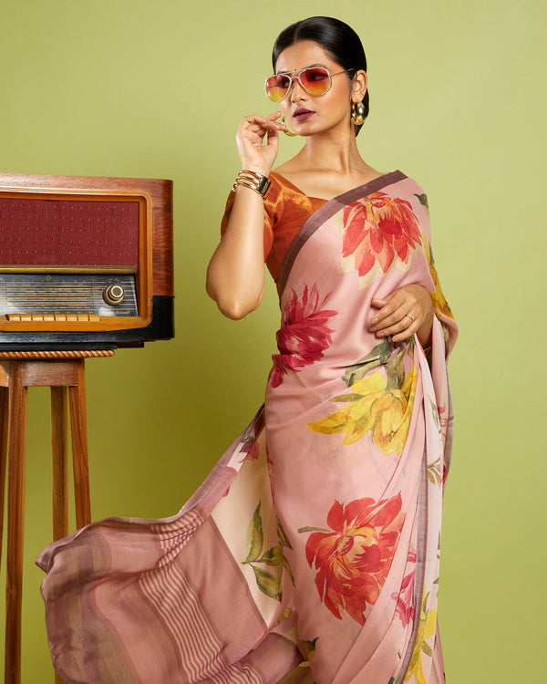 Stain crepe floral pirnted saree
