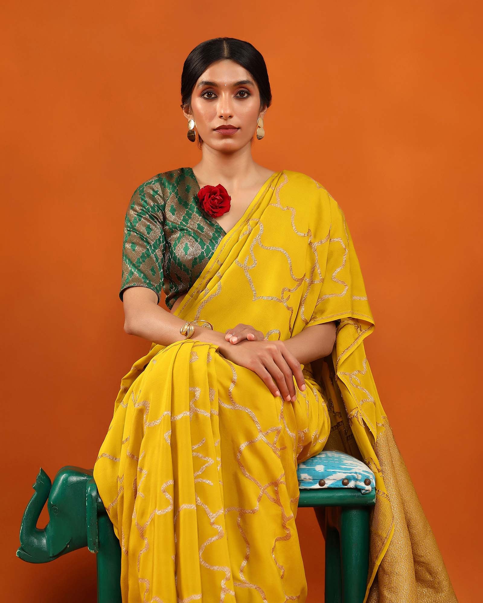 Yellow Mysore Crepe Silk Saree