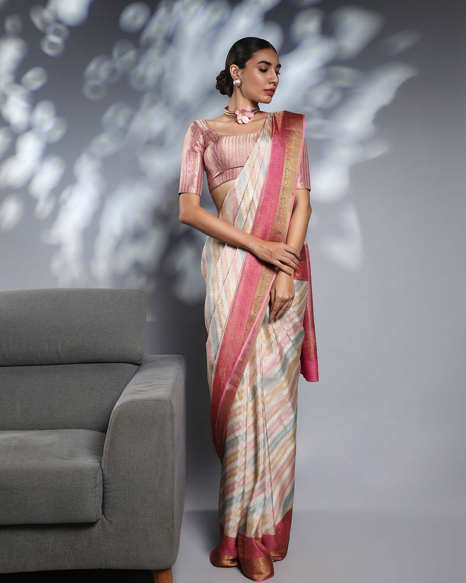 Multicolour Mysore Crepe Silk Saree