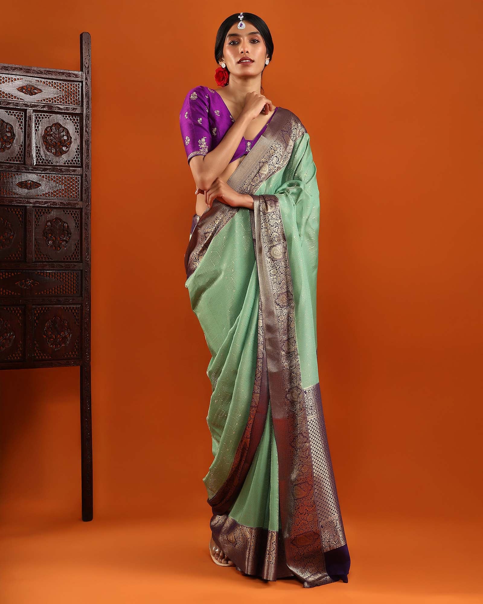 Green Crepe Silk Saree
