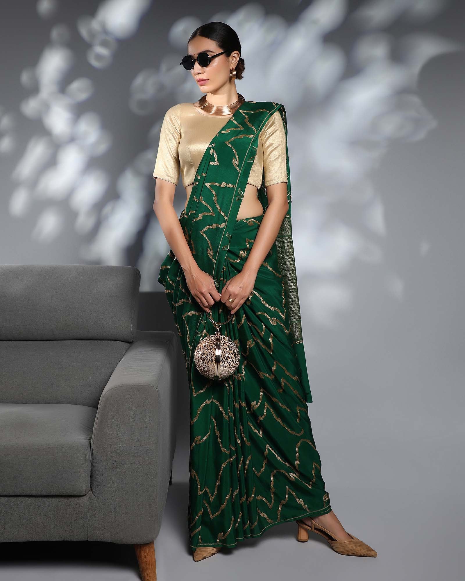 Green Mysore Crepe Silk Saree