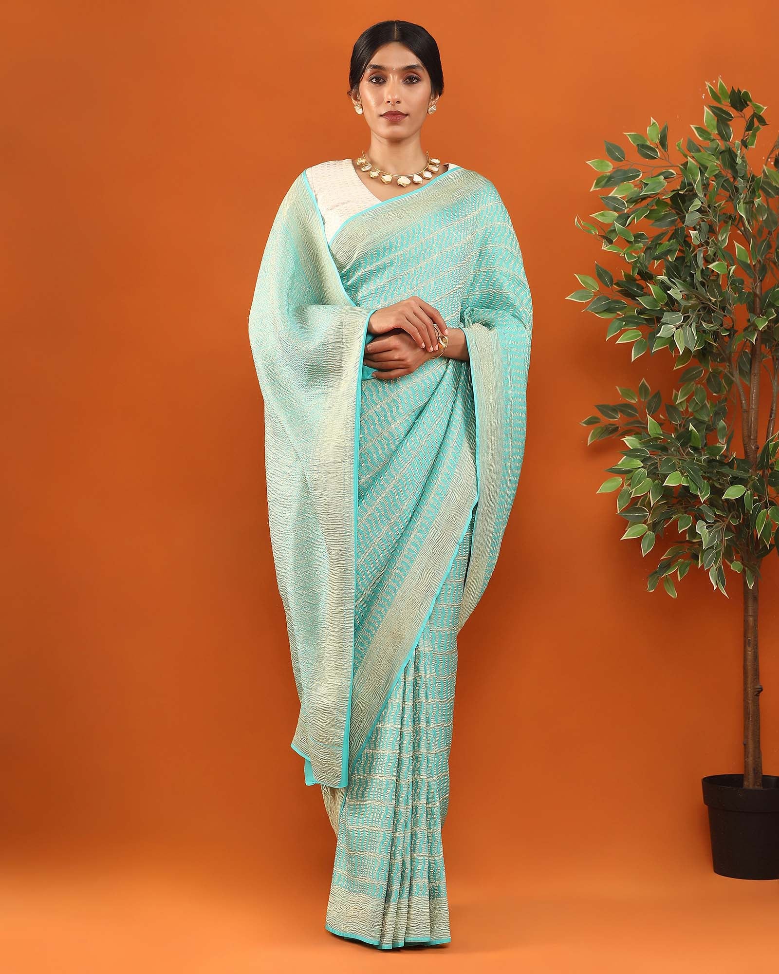 Blue Mysore Crepe Silk Saree