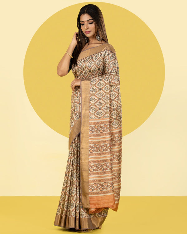 Blended saree Printed Blended Saree