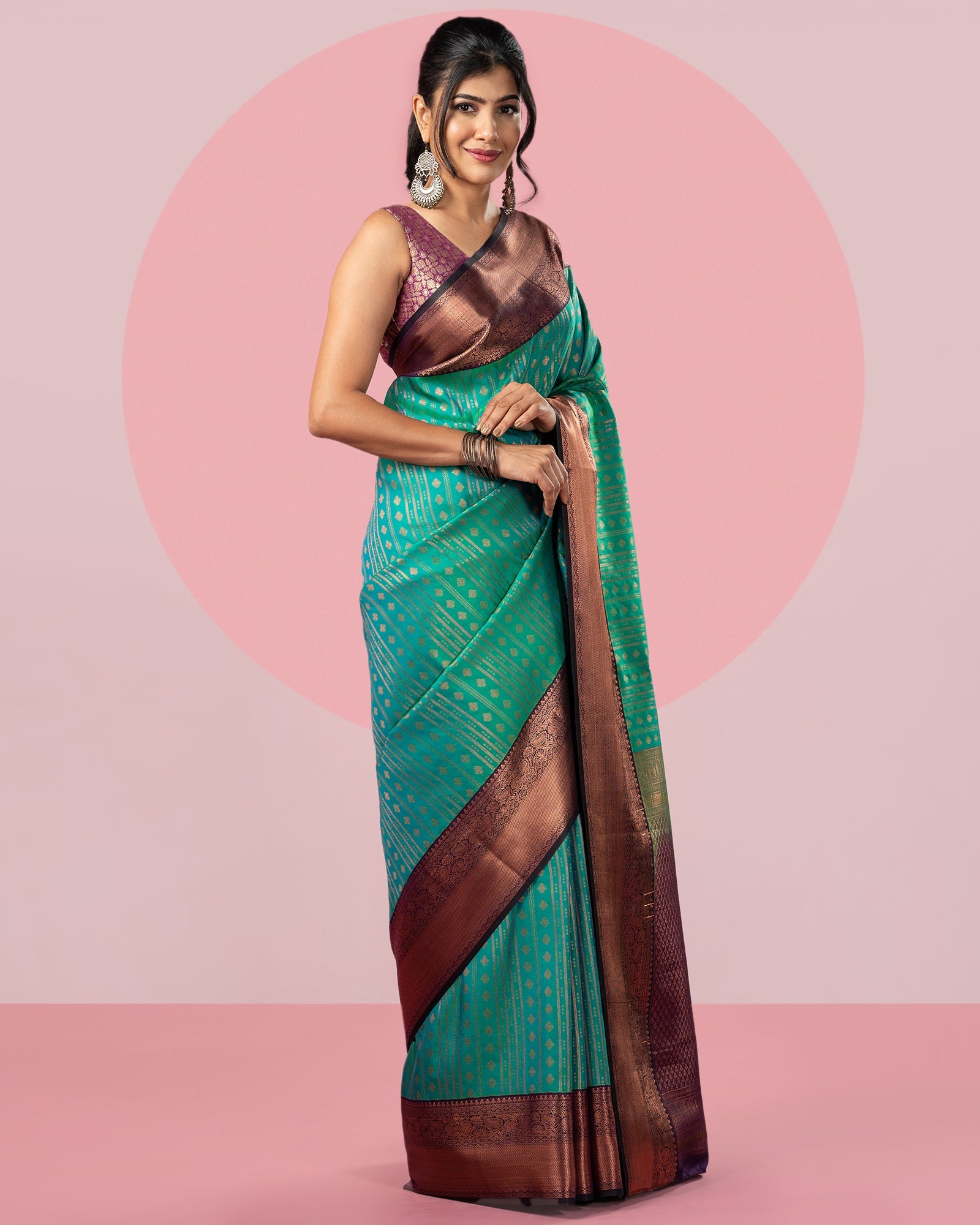 Peacock Blue Zari Woven Fancy Art Silk Saree
