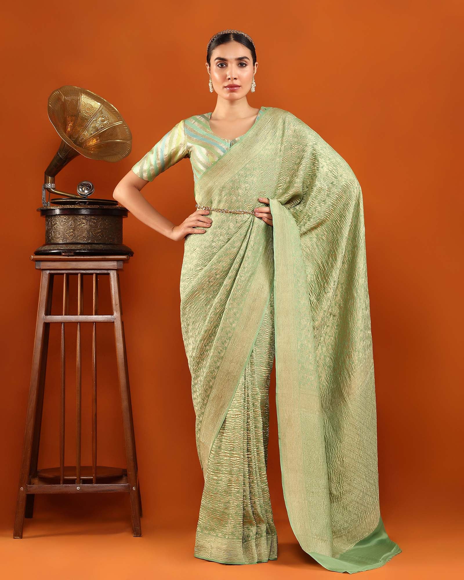 Green Mysore Crepe Silk Saree