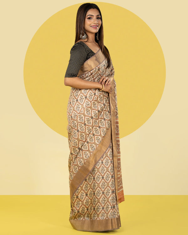 Blended saree Printed Blended Saree