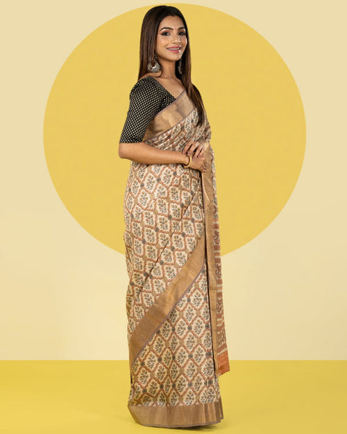 Blended saree Printed Blended Saree