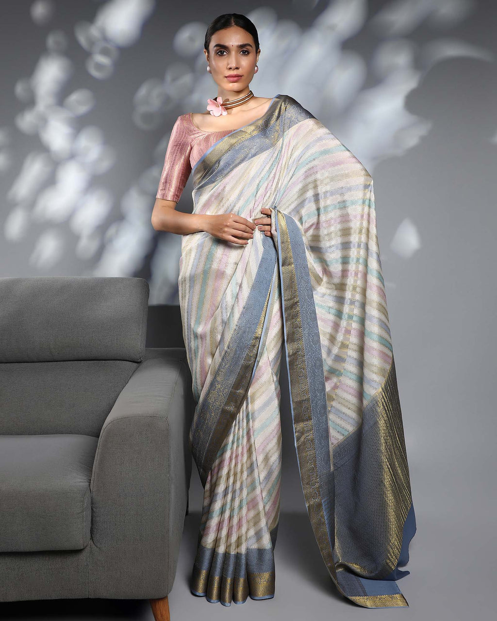 Multicolour Mysore Crepe Silk Saree