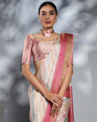 Multicolour Mysore Crepe Silk Saree