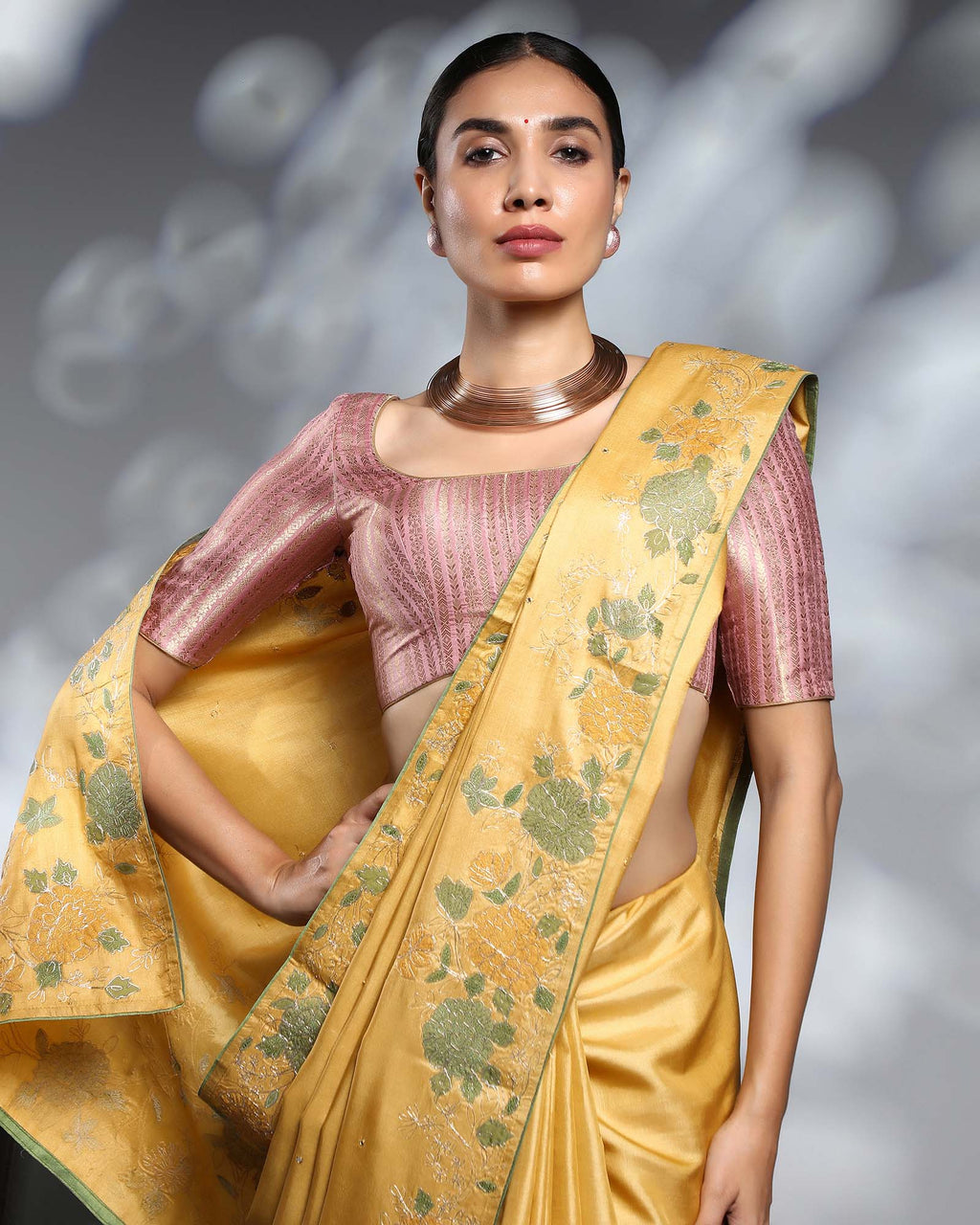 Yellow Tussar Silk Saree