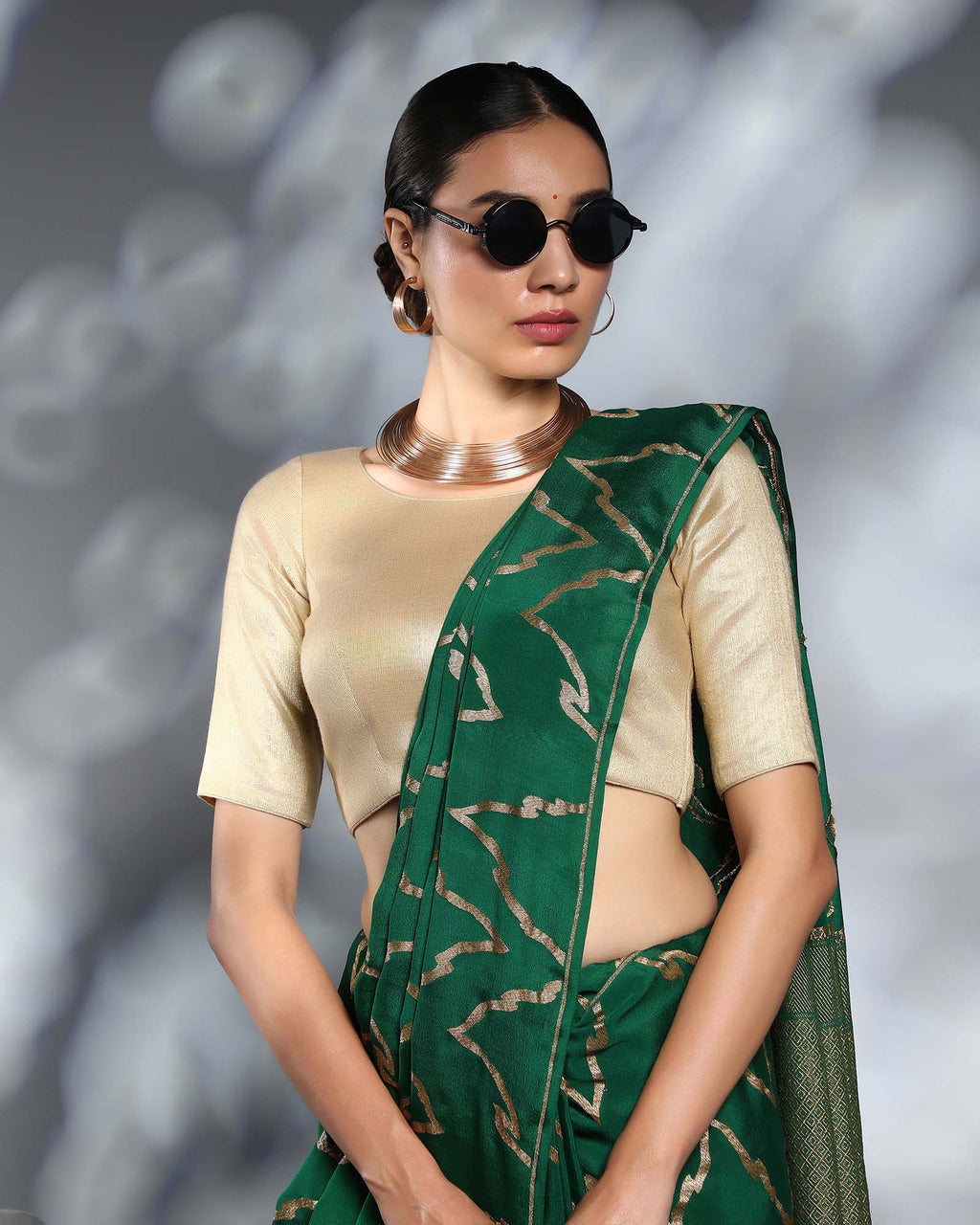 Green Mysore Crepe Silk Saree