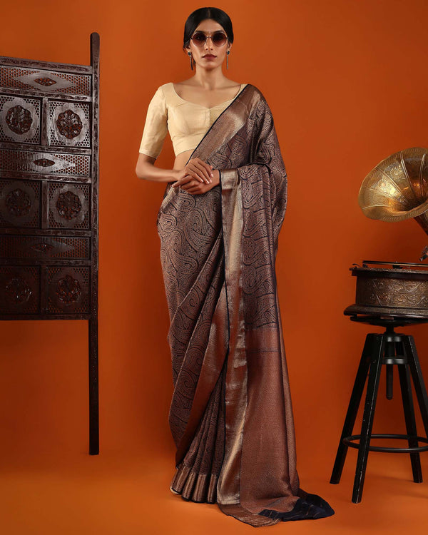 Blue Crepe Silk Saree