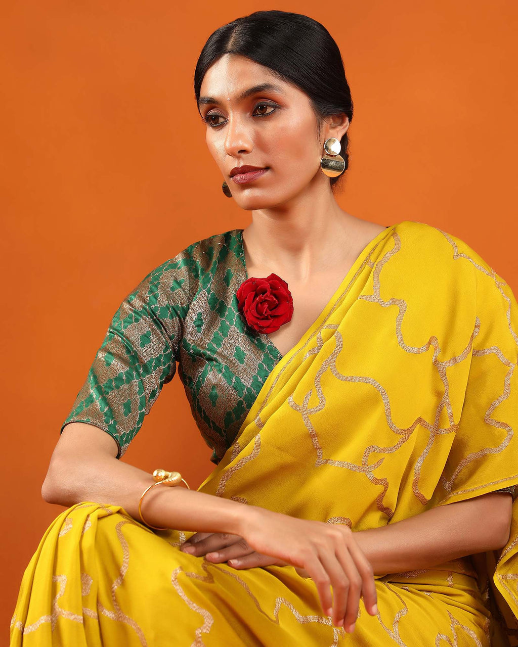 Yellow Mysore Crepe Silk Saree