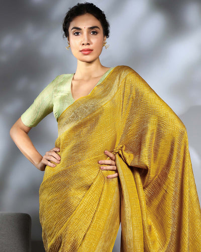 Yellow Mysore Crepe Silk Saree