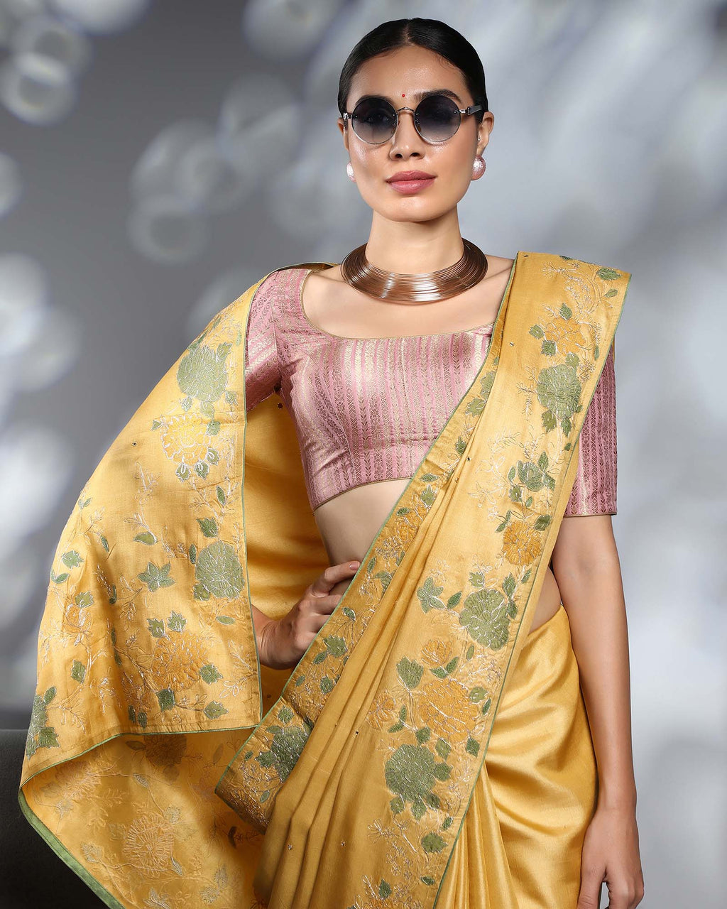 Yellow Tussar Silk Saree