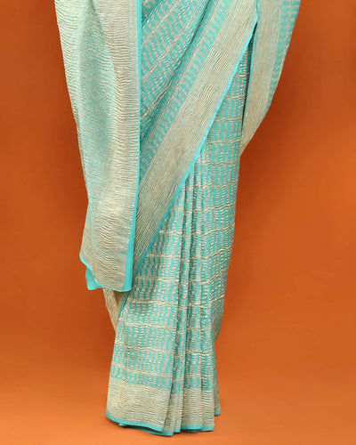 Blue Mysore Crepe Silk Saree