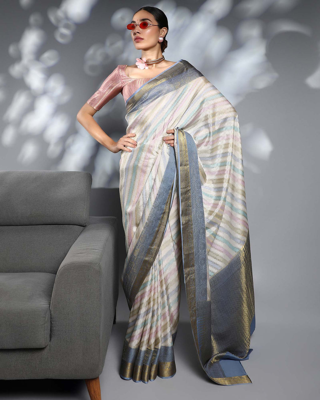 Multicolour Mysore Crepe Silk Saree