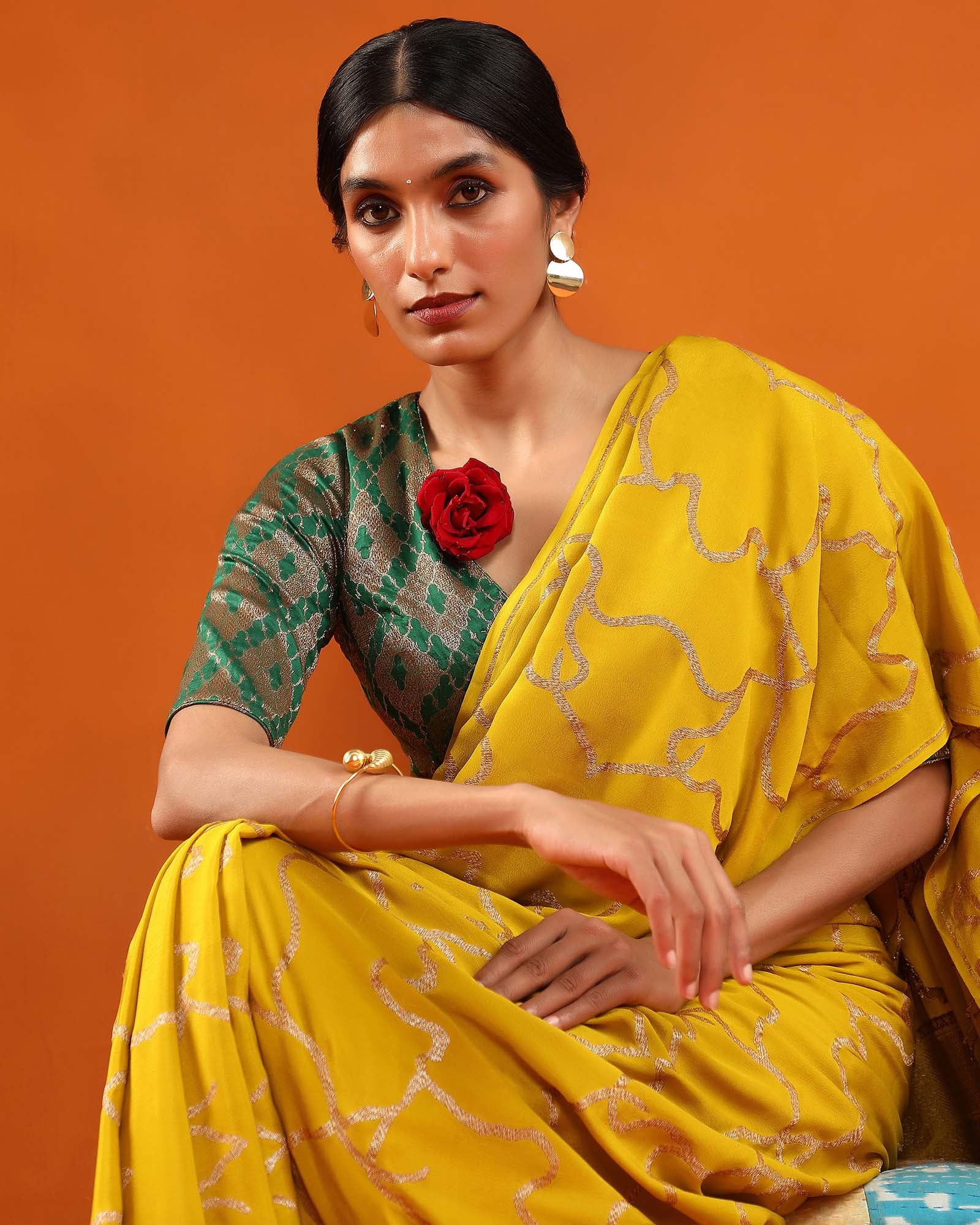 Yellow Mysore Crepe Silk Saree