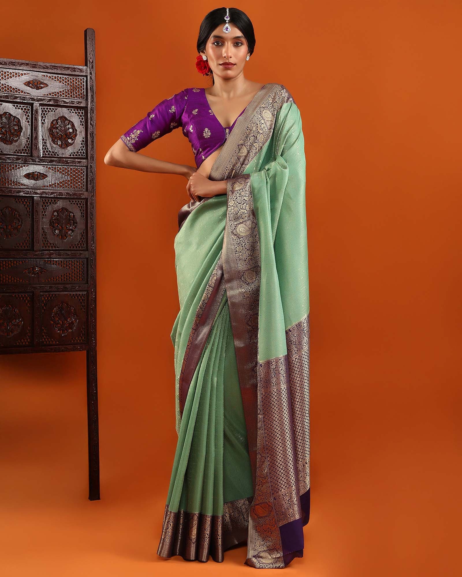 Green Crepe Silk Saree