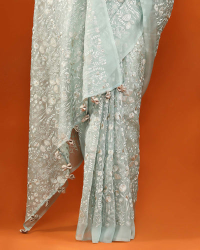 Green Organza Silk Saree
