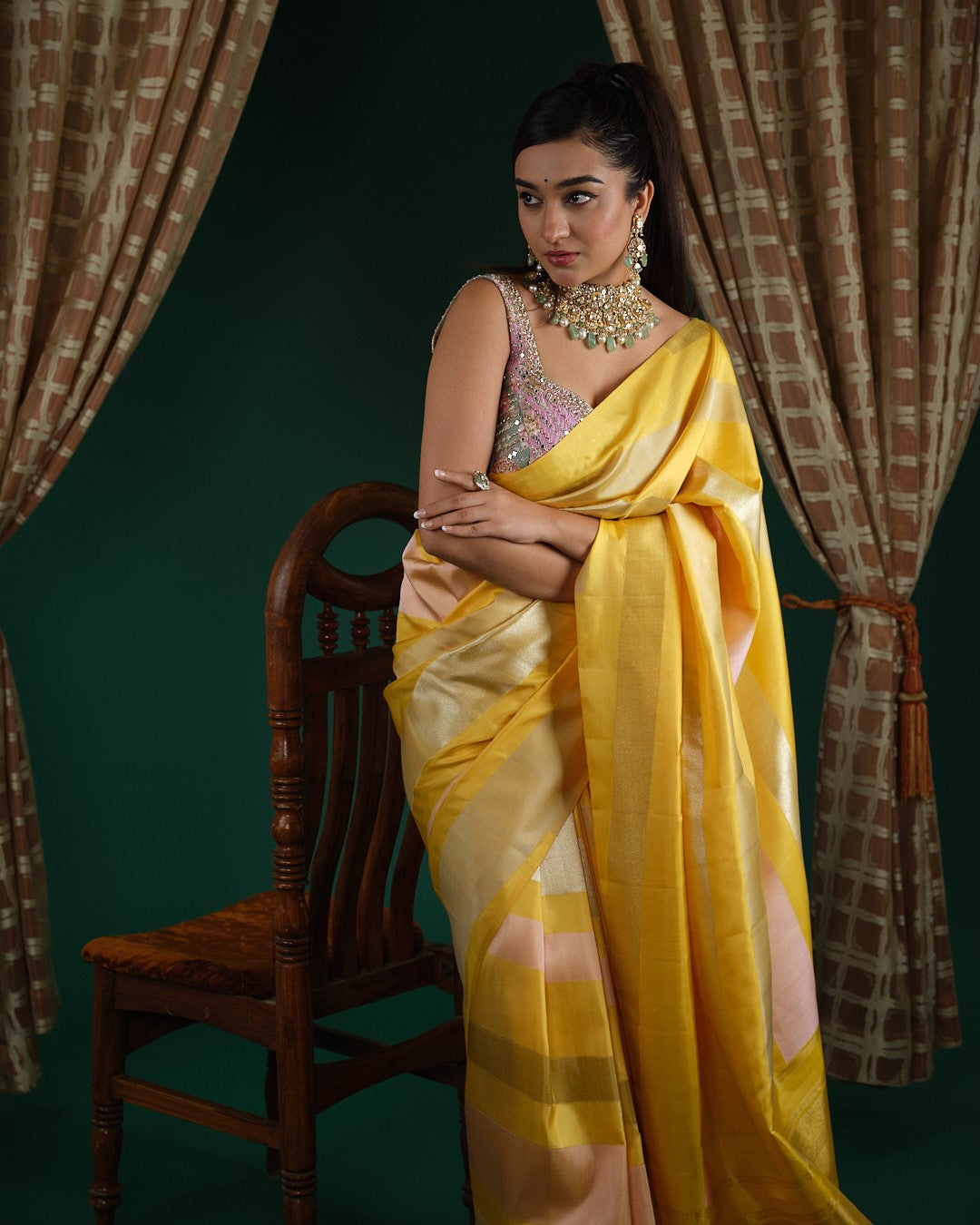 Golden Yelllow Kanchivaram Silk Saree