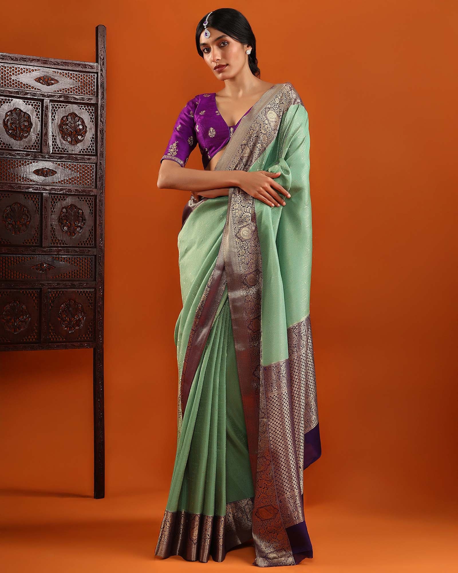 Green Crepe Silk Saree