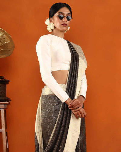 Black Mysore Crepe Silk Saree