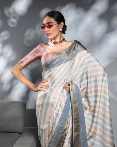 Multicolour Mysore Crepe Silk Saree