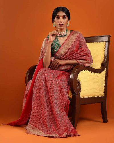 Red Mysore Crepe Silk Saree