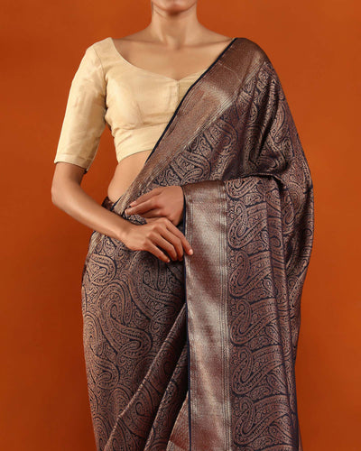 Blue Mysore Crepe Silk Saree