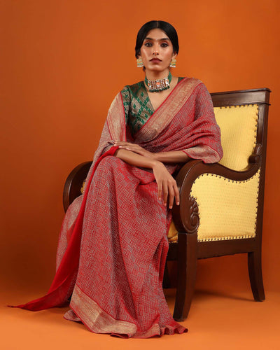 Red Mysore Crepe Silk Saree