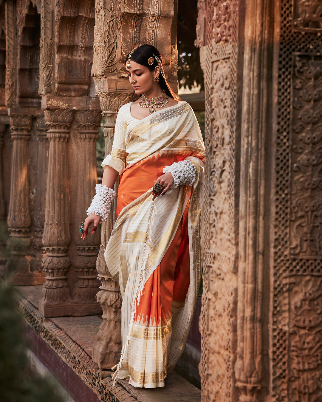 Orange Kanchivaram Silk Saree