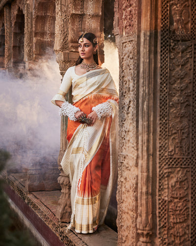 Orange Kanchivaram Silk Saree