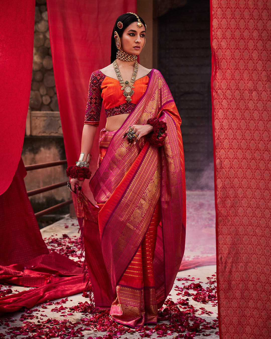 Orange Kanchivaram Silk Saree