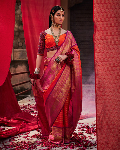 Orange Kanchivaram Silk Saree