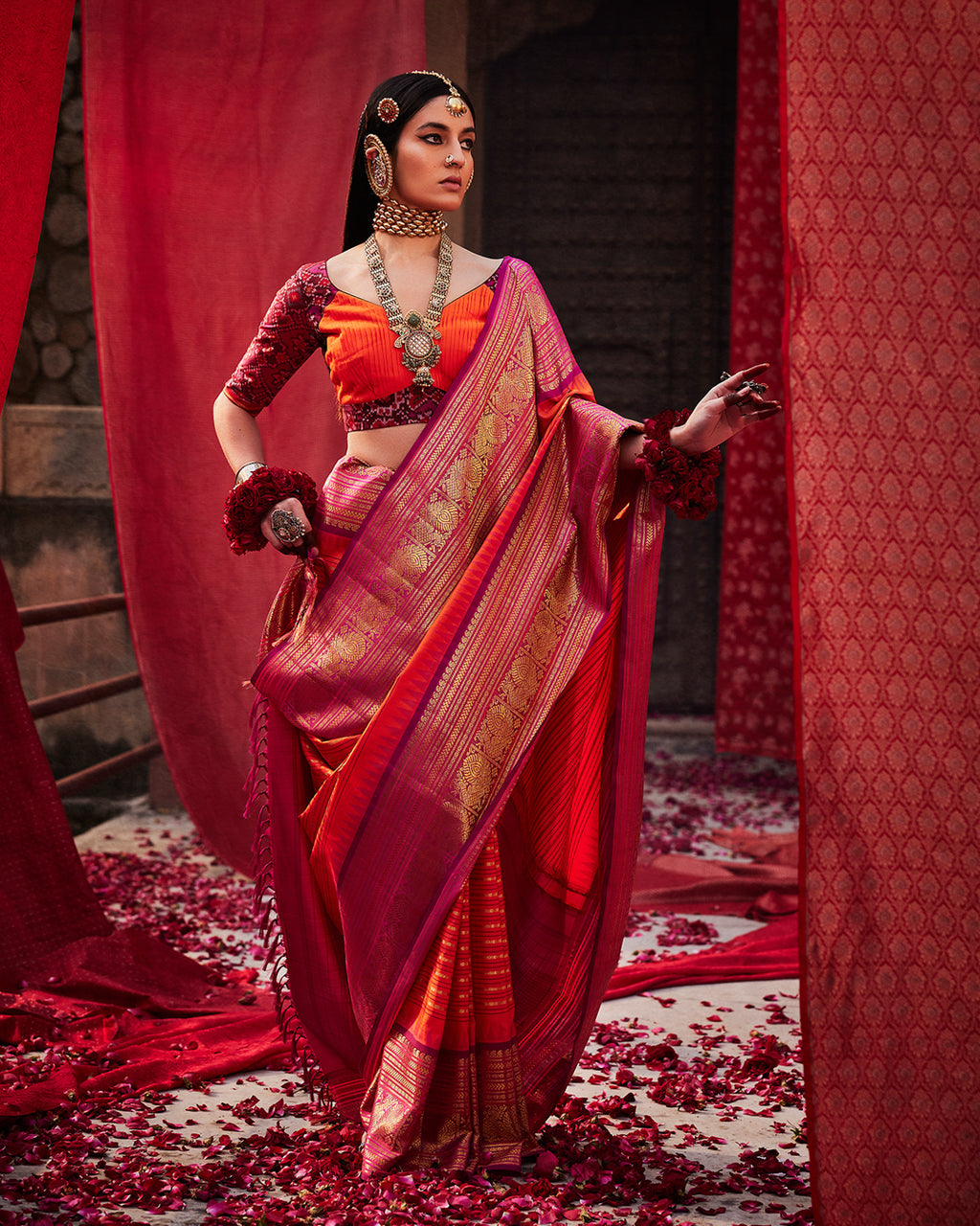 Orange Kanchivaram Silk Saree