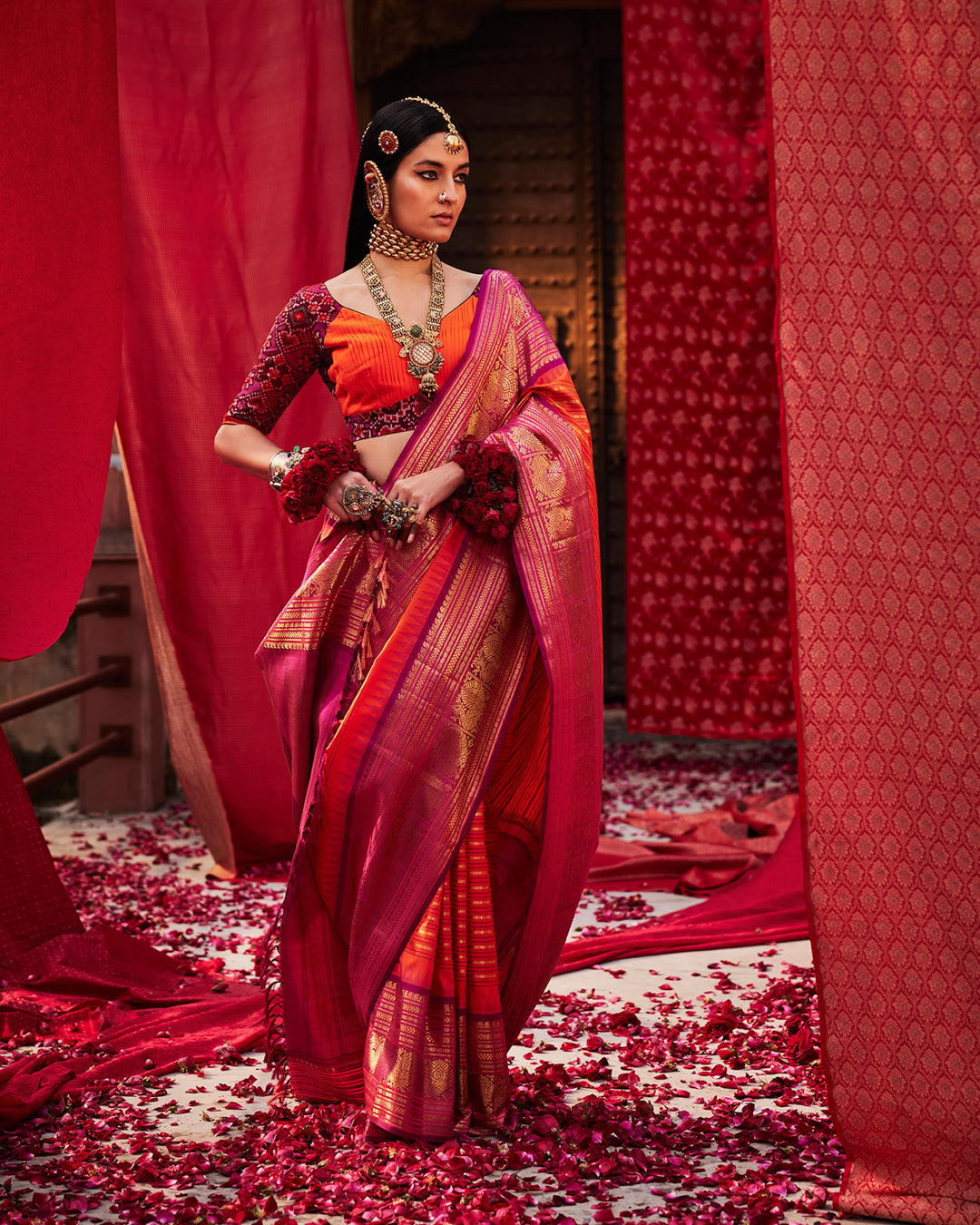 Orange Kanchivaram Silk Saree