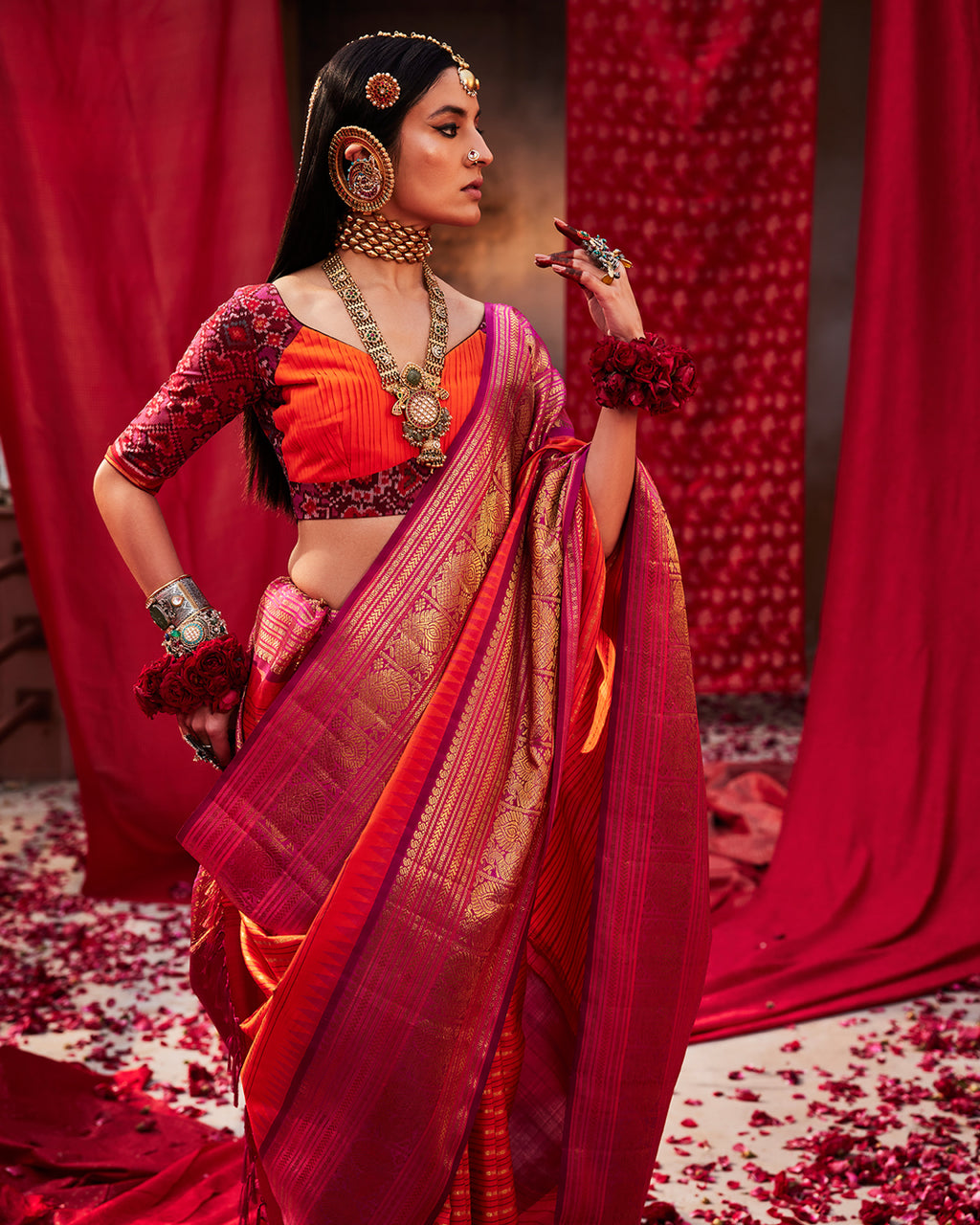 Orange Kanchivaram Silk Saree