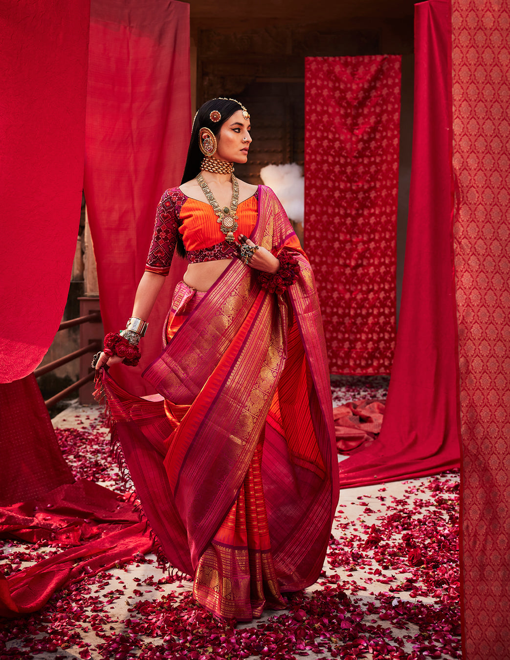 Orange Kanchivaram Silk Saree